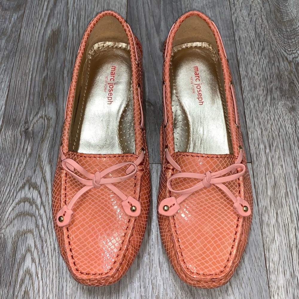 Gently Worn - Marc Joseph Salmon Colored, Snake Print Loafer - Picture 2 of 8